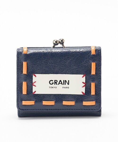 GRAIN（グレイン）の「【GRAIN/グレイン】ヴィンテージステッチ三つ折りがま口ウォレット（財布・レディース・ホワイト/ネイビー/カーキ/ブラック/ピンク/ブラウン・FREE）」の7枚目の写真
