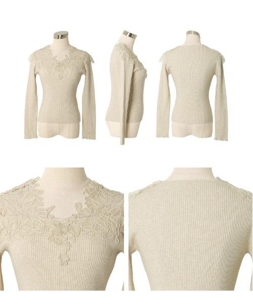 KOBE LETTUCE（コウベレタス）の「レースオフショルリブニット（ニット/セーター・レディース・ベージュ/サックスブルー/チャコール/アイボリー・M）」の18枚目の写真