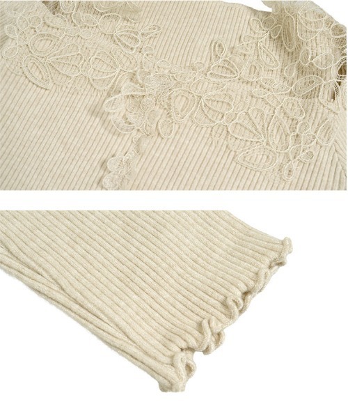 KOBE LETTUCE（コウベレタス）の「レースオフショルリブニット（ニット/セーター・レディース・ベージュ/サックスブルー/チャコール/アイボリー・M）」の19枚目の写真