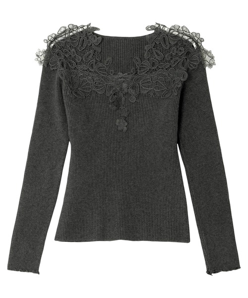 KOBE LETTUCE（コウベレタス）の「レースオフショルリブニット（ニット/セーター・レディース・ベージュ/サックスブルー/チャコール/アイボリー・M）」の22枚目の写真