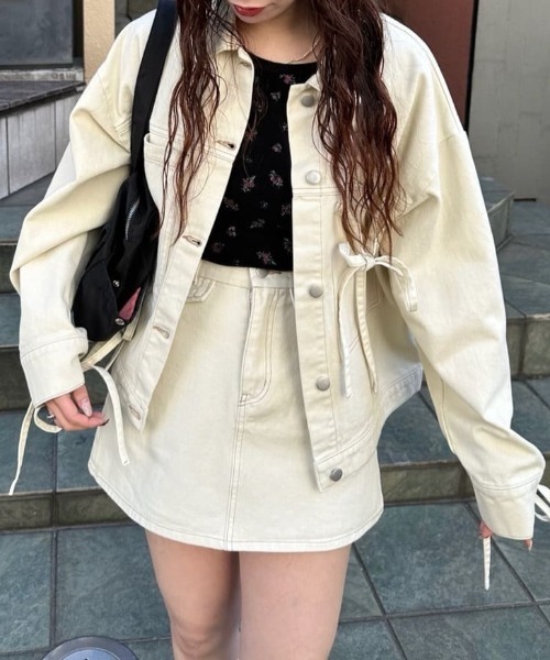 Kastane（カスタネ）の「【SETUP対応】フラップデニムミニスカート（デニムスカート・レディース・アイボリー/ブルー・FREE）」の2枚目の写真