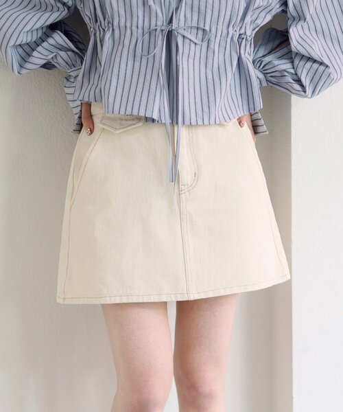 Kastane（カスタネ）の「【SETUP対応】フラップデニムミニスカート（デニムスカート・レディース・アイボリー/ブルー・FREE）」の3枚目の写真