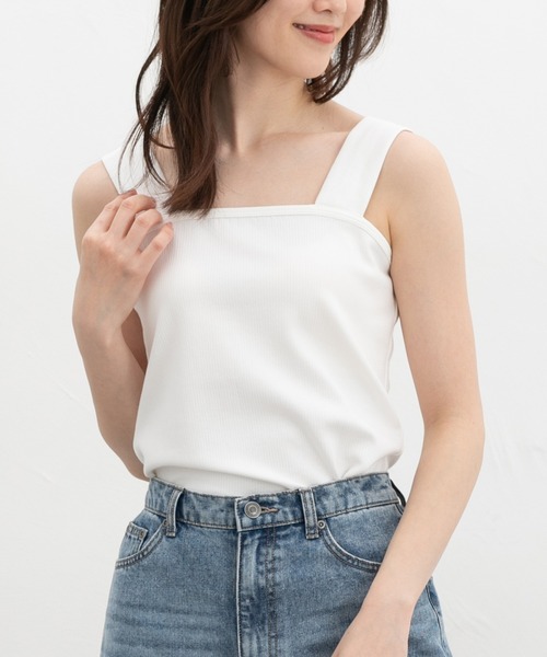 Honeys（ハニーズ）の「【ハニさら・接触冷感・ＵＶカット・遮熱】ベアタンクトップ（タンクトップ・レディース・アイボリー/グレイッシュベージュ/ブラック/ブルー/モカ・L/LL/M/S）」の8枚目の写真