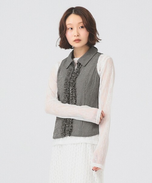 サッカー チェック フリル ノースリーブ