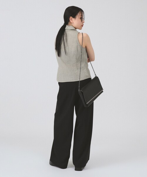 Ray BEAMS(レイビームス)の「サッカー チェック フリル ノースリーブ(シャツ/ブラウス・レディース・ブラック/グリーン・ONE SIZE)」の6枚目の写真