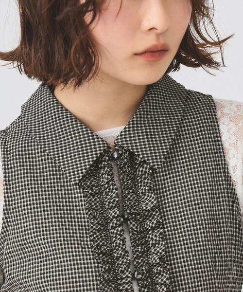 Ray BEAMS(レイビームス)の「サッカー チェック フリル ノースリーブ(シャツ/ブラウス・レディース・ブラック/グリーン・ONE SIZE)」の17枚目の写真