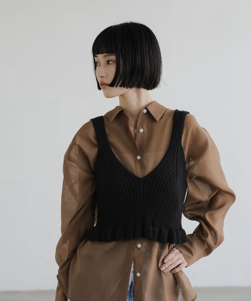 LOWRYS FARM(ローリーズファーム)の「ニットフリルビスチェ 657817(ニット/セーター・レディース・アイボリー/ブラック/ベージュ・FREE)」の6枚目の写真