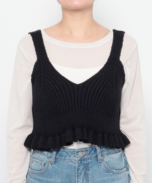 LOWRYS FARM(ローリーズファーム)の「ニットフリルビスチェ 657817(ニット/セーター・レディース・アイボリー/ブラック/ベージュ・FREE)」の12枚目の写真