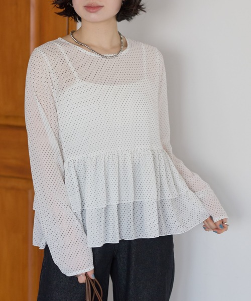 r.（アールドット）の「シアードット　ティアードブラウス（シャツ/ブラウス・レディース・ホワイト/ブラック/アイボリー・FREE）」の2枚目の写真