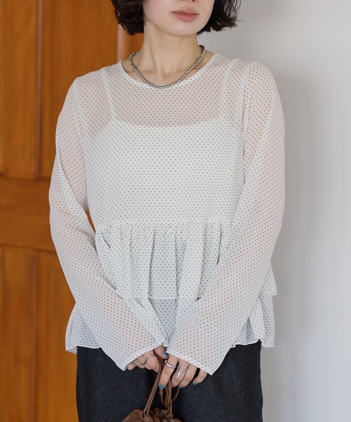 r.（アールドット）の「シアードット　ティアードブラウス（シャツ/ブラウス・レディース・ホワイト/ブラック/アイボリー・FREE）」の5枚目の写真