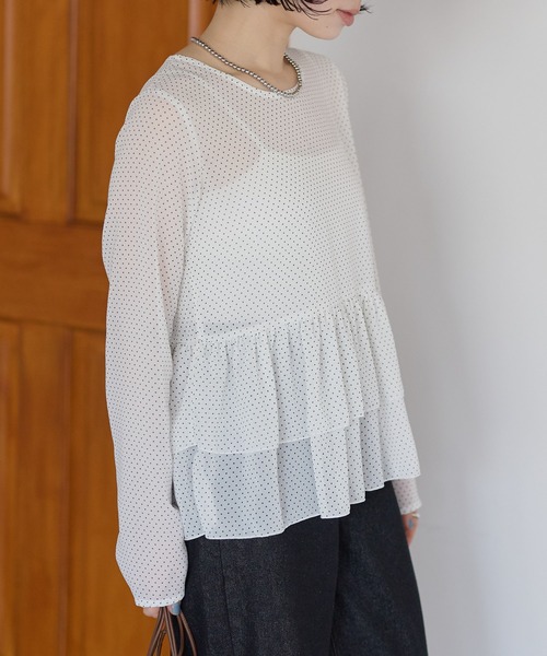 r.（アールドット）の「シアードット　ティアードブラウス（シャツ/ブラウス・レディース・ホワイト/ブラック/アイボリー・FREE）」の7枚目の写真