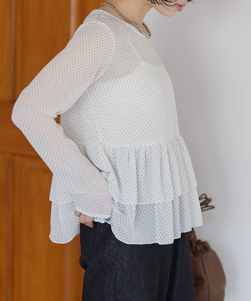 r.（アールドット）の「シアードット　ティアードブラウス（シャツ/ブラウス・レディース・ホワイト/ブラック/アイボリー・FREE）」の8枚目の写真