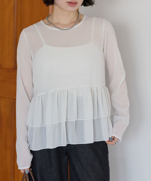 r.（アールドット）の「シアードット　ティアードブラウス（シャツ/ブラウス・レディース・ホワイト/ブラック/アイボリー・FREE）」の4枚目の写真