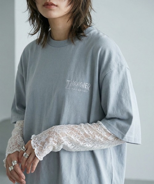 THRASHER(スラッシャー)の「【70】【THRASHER/スラッシャー】ワンポイント刺繍 バックロゴデザイン アソート プリントTシャツ(Tシャツ/カットソー・メンズ・ホワイト系/ホワイト系1/ホワイト系2/ホワイト系3/ホワイト系4/ブラック系/ブラック系1/ブラック系2/ブラック系3/ブラック系4/ライトグレー系/ライトグレー系1/ライトグレー系2/ライトグレー系3/ライトグレー系4/ライトグリーン系/ライトグリーン系1/ライトグリーン系2/ライトグリーン系3/ライトグリーン系4/サックスブルー系/サックスブルー系1/サックスブルー系2/サックスブルー系3/サックスブルー系4・M/L/XL)」の1枚目の写真