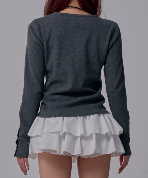 Diable baiser(ディアブルベーゼ)の「コンパクトボタンリブニットカーディガン(Tシャツ/カットソー・レディース・グレー/ブルー/イエロー・M-L)」の7枚目の写真