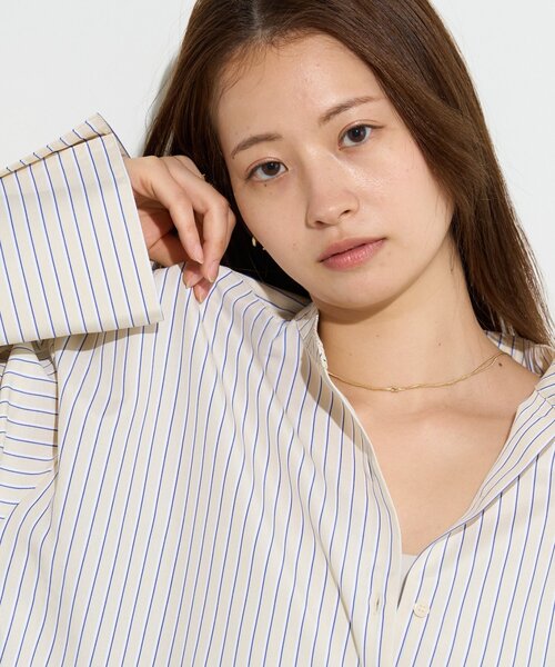 B-DAY STORE(ビーデイストア)の「【B-DAY STORE】ストライプカフスシャツブラウス(シャツ/ブラウス・レディース・ブルー/ネイビー/イエロー・0)」の15枚目の写真