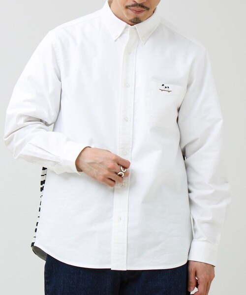 GLOSTER（グロスター）の「【フレブル刺繍】ボタンダウン コンビシャツ（シャツ/ブラウス・メンズ・ホワイト/ネイビー/サックスブルー・S/M/L）」の7枚目の写真