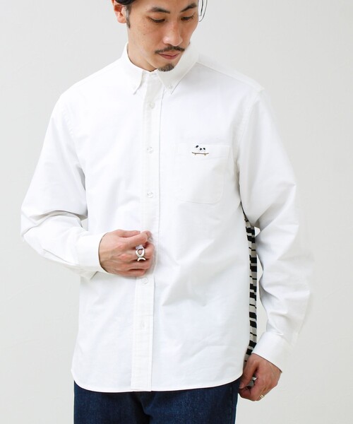 GLOSTER（グロスター）の「【フレブル刺繍】ボタンダウン コンビシャツ（シャツ/ブラウス・メンズ・ホワイト/ネイビー/サックスブルー・S/M/L）」の8枚目の写真