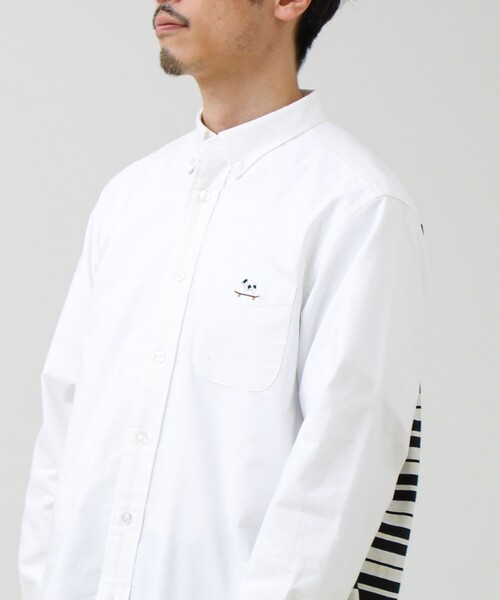 GLOSTER（グロスター）の「【フレブル刺繍】ボタンダウン コンビシャツ（シャツ/ブラウス・メンズ・ホワイト/ネイビー/サックスブルー・S/M/L）」の9枚目の写真