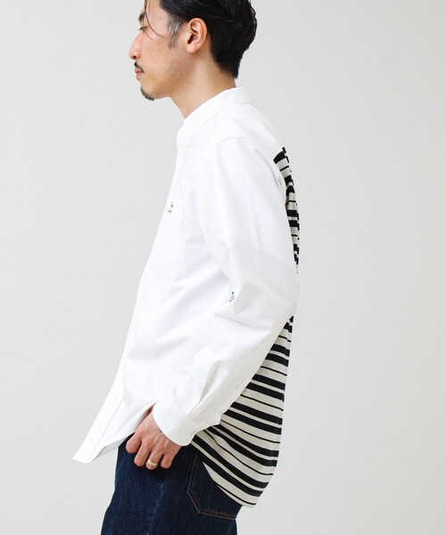 GLOSTER（グロスター）の「【フレブル刺繍】ボタンダウン コンビシャツ（シャツ/ブラウス・メンズ・ホワイト/ネイビー/サックスブルー・S/M/L）」の10枚目の写真