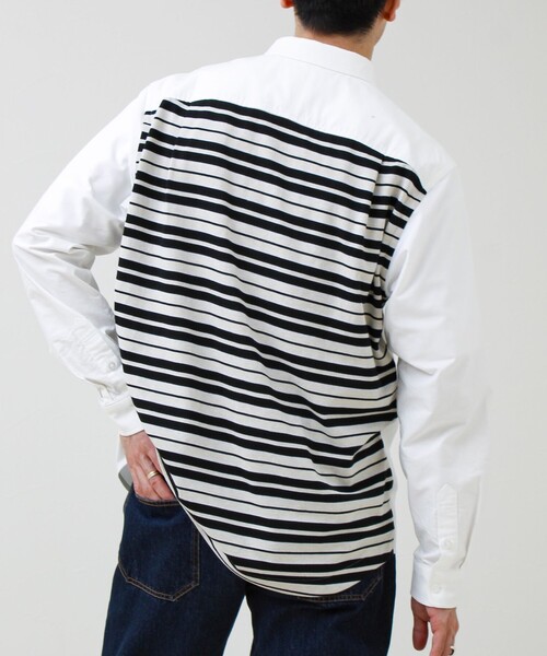 GLOSTER（グロスター）の「【フレブル刺繍】ボタンダウン コンビシャツ（シャツ/ブラウス・メンズ・ホワイト/ネイビー/サックスブルー・S/M/L）」の12枚目の写真