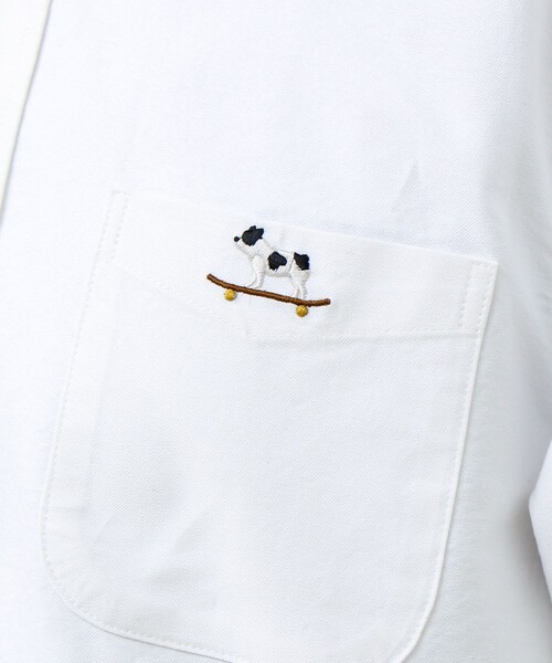 GLOSTER（グロスター）の「【フレブル刺繍】ボタンダウン コンビシャツ（シャツ/ブラウス・メンズ・ホワイト/ネイビー/サックスブルー・S/M/L）」の14枚目の写真