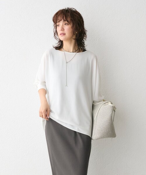 RIVE DROITE（リヴドロワ）の「予約【ON・OFF問わず活躍】リブ付きジョーゼットドルマンブラウス2（シャツ/ブラウス・レディース・チャコールグレー/ブラック/ライトグレー/オフホワイト・FREE）」の9枚目の写真