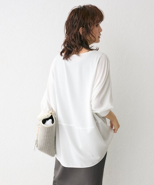 RIVE DROITE（リヴドロワ）の「予約【ON・OFF問わず活躍】リブ付きジョーゼットドルマンブラウス2（シャツ/ブラウス・レディース・チャコールグレー/ブラック/ライトグレー/オフホワイト・FREE）」の11枚目の写真