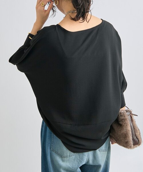 RIVE DROITE（リヴドロワ）の「予約【ON・OFF問わず活躍】リブ付きジョーゼットドルマンブラウス2（シャツ/ブラウス・レディース・チャコールグレー/ブラック/ライトグレー/オフホワイト・FREE）」の19枚目の写真