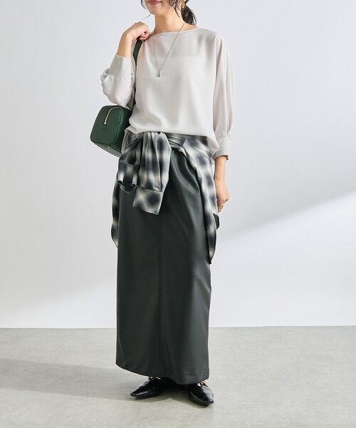 RIVE DROITE（リヴドロワ）の「予約【ON・OFF問わず活躍】リブ付きジョーゼットドルマンブラウス2（シャツ/ブラウス・レディース・チャコールグレー/ブラック/ライトグレー/オフホワイト・FREE）」の20枚目の写真