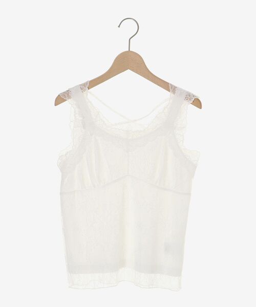 MAJESTIC LEGON（マジェスティックレゴン）の「レースクロスタンク（タンクトップ・レディース・オフホワイト/ブラック/アイボリー・MEDIUM）」の8枚目の写真