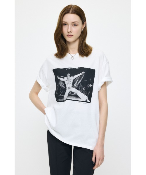 MOUSSY(マウジー)の「FD ELVIS Tシャツ(Tシャツ/カットソー・レディース・ホワイト/ブラック・FREE)」の7枚目の写真