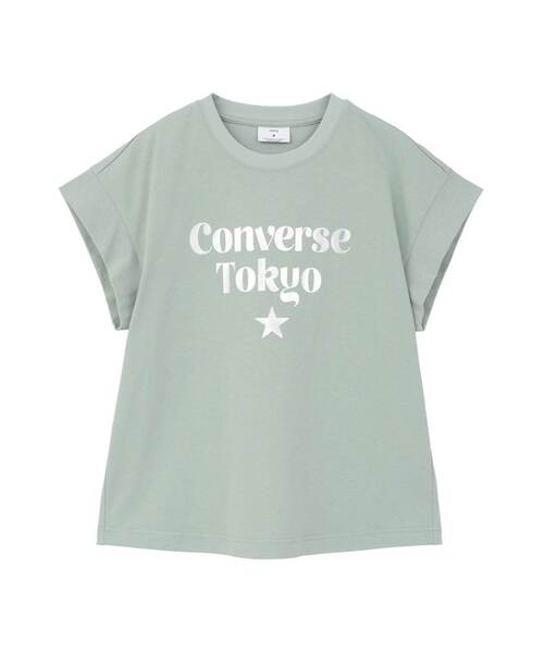 CONVERSE TOKYO(コンバーストウキョウ)の「FRENCH-SLEEVE LOGO FOIL PRINT TEE(Tシャツ/カットソー・レディース・杢グレー/チャコールグレー/ミント/ホワイト・FREE)」の2枚目の写真