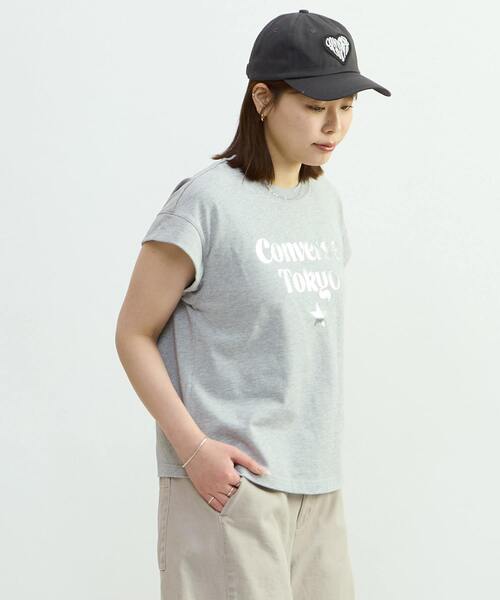 CONVERSE TOKYO(コンバーストウキョウ)の「FRENCH-SLEEVE LOGO FOIL PRINT TEE(Tシャツ/カットソー・レディース・杢グレー/チャコールグレー/ミント/ホワイト・FREE)」の5枚目の写真