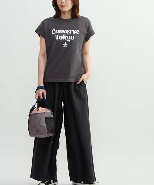 CONVERSE TOKYO(コンバーストウキョウ)の「FRENCH-SLEEVE LOGO FOIL PRINT TEE(Tシャツ/カットソー・レディース・杢グレー/チャコールグレー/ミント/ホワイト・FREE)」の19枚目の写真