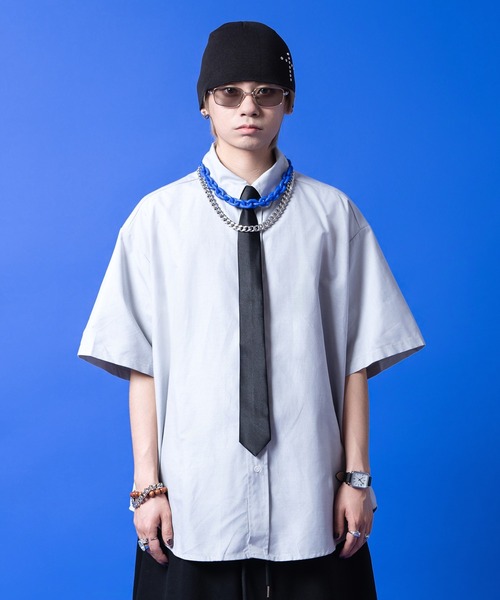 a.p.o.v.(エーピーオービー)の「a.p.o.v. ソフトオックスフォードコットンオーバーサイズミニマル半袖シャツ(シャツ/ブラウス・メンズ・グレー/ブルー/ホワイト/ラベンダー/イエロー・ONESIZE)」の2枚目の写真