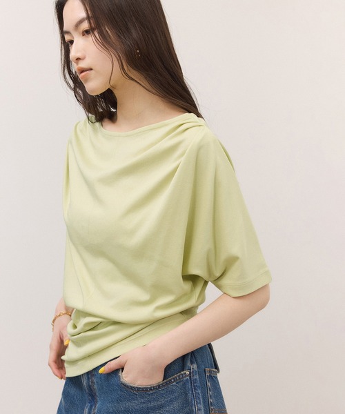 ADAM ET ROPE'(アダムエロペ)の「ドレープトップス(Tシャツ/カットソー・レディース・オリーブ/ダークブラウン/ホワイト・FREE)」の15枚目の写真