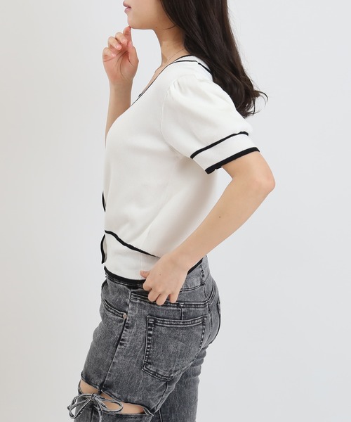 ASTORIA ODIER（アストリアオディール）の「リボンチャーム配色ニット（ニット/セーター・レディース・ホワイト/ライトグレー/ブラック/ベージュ・MEDIUM）」の16枚目の写真