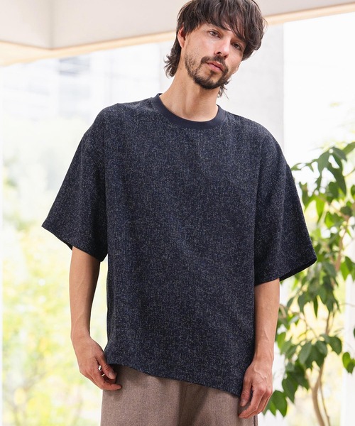 CAMBIO(カンビオ)の「mt10465-サマーツイードTシャツ(26A-15011CM)(Tシャツ/カットソー・メンズ・ホワイト/ブルー/ブラック・M/L/XL)」の3枚目の写真