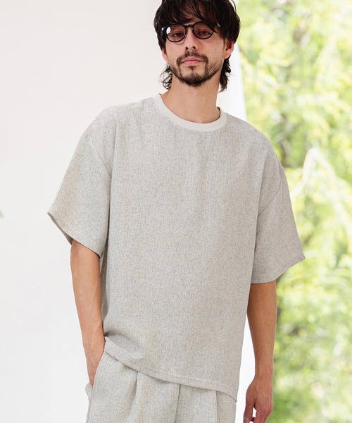 CAMBIO(カンビオ)の「mt10465-サマーツイードTシャツ(26A-15011CM)(Tシャツ/カットソー・メンズ・ホワイト/ブルー/ブラック・M/L/XL)」の4枚目の写真