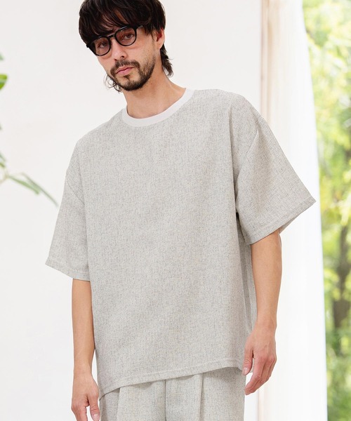 CAMBIO(カンビオ)の「mt10465-サマーツイードTシャツ(26A-15011CM)(Tシャツ/カットソー・メンズ・ホワイト/ブルー/ブラック・M/L/XL)」の5枚目の写真