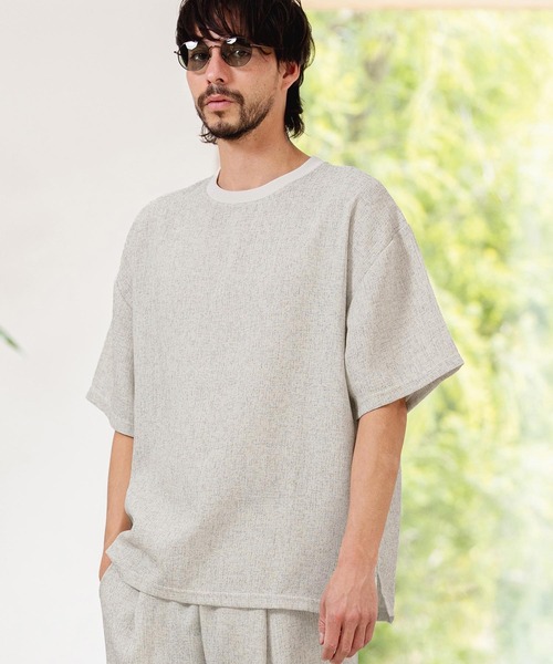 CAMBIO(カンビオ)の「mt10465-サマーツイードTシャツ(26A-15011CM)(Tシャツ/カットソー・メンズ・ホワイト/ブルー/ブラック・M/L/XL)」の6枚目の写真