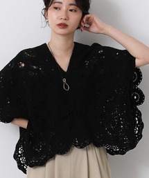 Torrazzo Donna（トラッゾドンナ）の「クロッシェＶネック５分袖ニット（ニット/セーター）」