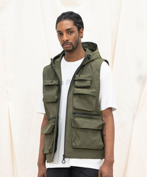 KALAPATTHAR（カラパタール）の「MULTI POCKET NYLON HOODED VEST - KHAKI（ベスト）」