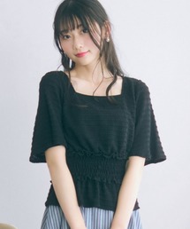 【セットアップ対応】<大きいサイズ>クロシェ編ニットショート丈トップス marun