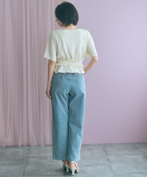 marun（マルン）の「【セットアップ対応】＜大きいサイズ＞クロシェ編ニットショート丈トップス marun（Tシャツ/カットソー・レディース・クリーム/ブラック・5L/4L/3L/LL/L）」の21枚目の写真