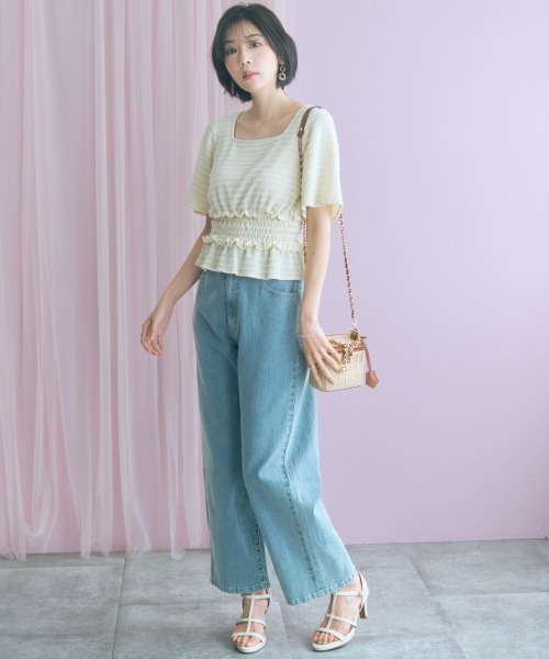 marun（マルン）の「【セットアップ対応】＜大きいサイズ＞クロシェ編ニットショート丈トップス marun（Tシャツ/カットソー・レディース・クリーム/ブラック・5L/4L/3L/LL/L）」の13枚目の写真