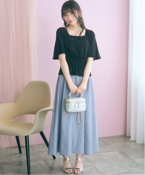 marun（マルン）の「【セットアップ対応】＜大きいサイズ＞クロシェ編ニットショート丈トップス marun（Tシャツ/カットソー・レディース・クリーム/ブラック・5L/4L/3L/LL/L）」の15枚目の写真