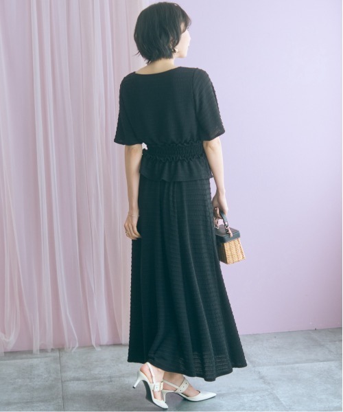 marun（マルン）の「【セットアップ対応】＜大きいサイズ＞クロシェ編ニットショート丈トップス marun（Tシャツ/カットソー・レディース・クリーム/ブラック・5L/4L/3L/LL/L）」の5枚目の写真