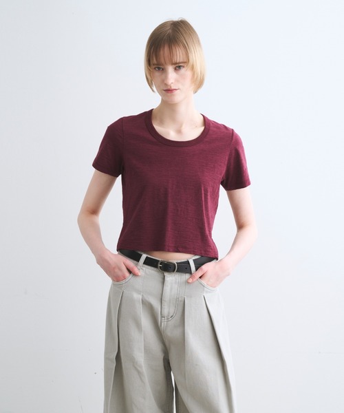 three dots(スリードッツ)の「オーガニックスラブ ジェシカ(Tシャツ/カットソー・レディース・バーガンディー/ブルー系その他/ピンク系その他/イエロー系その他/ホワイト・S/M)」の5枚目の写真